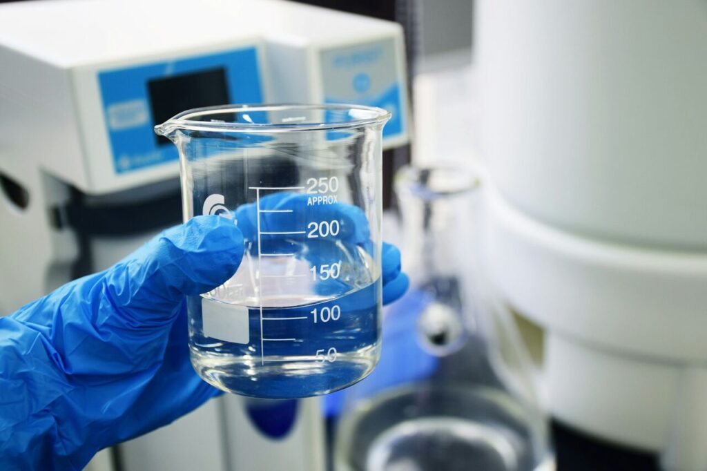 Lab technician with a purification solution